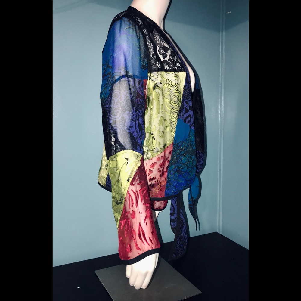 CHICO’S• Patchwork Tie-Front Blouse • size (M)* - Picture 3 of 7